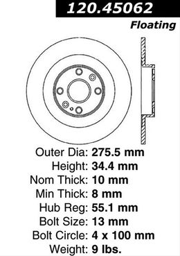 CEB-120-45062, Centric Premium Brake Rotors for 2001-2005 MIATA - 120.45062 in UAE, Dubai. Condition - new. Price 320 AED. Photo, seller contacts | AUTO.AE