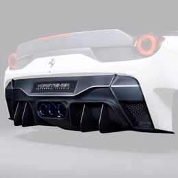 FRV1140, VORSTEINER FRV1140 Rear Bumper with Rear Diffuser incl. Exhaust Tips VX AERO (Gloss Carbon) for FERRARI 458 Italia 2009-2015 in UAE, Dubai. Condition - new. Price 40,070 AED. Photo, seller contacts | AUTO.AE