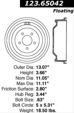 CEB-123-65042, Centric C-Tek Standard Brake Drums for 1999-2003 F-150 - 123.65042 في الإمارات, دبي. Condition - new. Price 210 AED. Photo, seller contacts | AUTO.AE