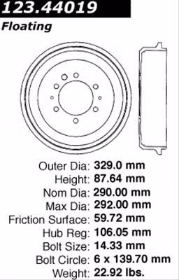 CEB-123-44019, Centric C-Tek Standard Brake Drums for 1960-1980 LAND CRUISER - 123.44019 in UAE, Dubai. Condition - new. Price 410 AED. Photo, seller contacts | AUTO.AE