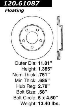 CEB-120-61087, Centric Premium Brake Rotors for 2005-2014 MUSTANG - 120.61087 в ОАЭ, Дубай. Состояние - новое. Цена 310 AED. Фото, контакты продавца | AUTO.AE