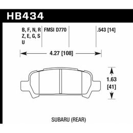 HB434G.543, HAWK HB434G.543 Brake Pads DTC-60 (14 mm) Rear SUBARU Forester 2002-08/Impreza (non WRX STI)/Legacy في الإمارات, دبي. Condition - new. Price 980 AED. Photo, seller contacts | AUTO.AE