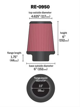 KNN-RE-0950, K&N Universal Performance Air Filters RE-0950 в ОАЭ, Дубай. Состояние - новое. Цена 270 AED. Фото, контакты продавца | AUTO.AE