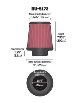 KNN-RU-5172, K&N Washable Lifetime Performance Air Filters RU-5172 в ОАЭ, Дубай. Состояние - новое. Цена 570 AED. Фото, контакты продавца | AUTO.AE