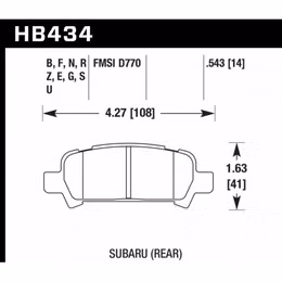 HB434B.543, HAWK HB434B.543 Brake Pads HPS 5.0 Rear SUBARU Forester 2002-08/Impreza (non WRX STI)/Legacy in UAE, Dubai. Condition - new. Price 630 AED. Photo, seller contacts | AUTO.AE