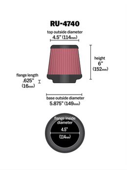 KNN-RU-4740, K&N Universal Performance Air Filters RU-4740 в ОАЭ, Дубай. Состояние - новое. Цена 270 AED. Фото, контакты продавца | AUTO.AE