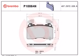 BBO-P10064N, Brembo NAO Ceramic Brake Pads P10064N in UAE, Dubai. Condition - new. Price 640 AED. Photo, seller contacts | AUTO.AE
