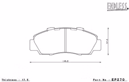 EP270SSY, ENDLESS EP270SSY Front brake pads ACURA INTEGRA TYPE-R (97-01)/HONDA CR-V (97-01) in UAE, Dubai. Condition - new. Price 720 AED. Photo, seller contacts | AUTO.AE