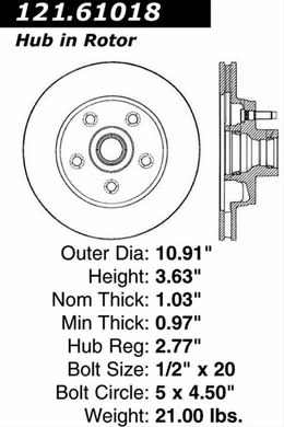 CEB-121-61018, Centric C-Tek Standard Brake Rotors for 1982-1984 CONTINENTAL, 1984 MARK VII, 1985-1986 MUSTANG - 121.61018 in UAE, Dubai. Condition - new. Price 190 AED. Photo, seller contacts | AUTO.AE