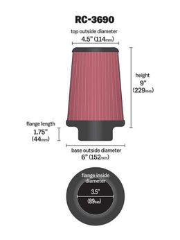 KNN-RU-3690, K&N Universal Performance Air Filters RU-3690 в ОАЭ, Дубай. Состояние - новое. Цена 370 AED. Фото, контакты продавца | AUTO.AE