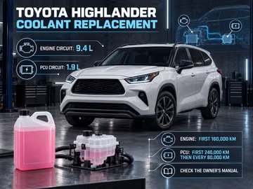 Toyota Highlander Coolant Replacement: Intervals, Capacities and Diagnosis