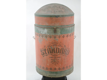 An antique Standard oil 60 gallon oil tank