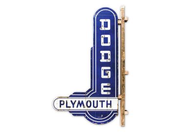 Dodge Plymouth Vertical Neon Signs Mounted Back-To-Back