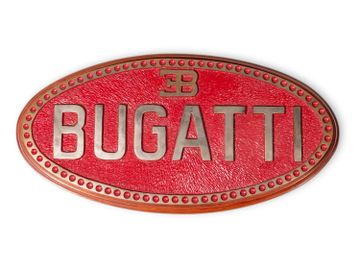 Bugatti Logo on Wooden Base