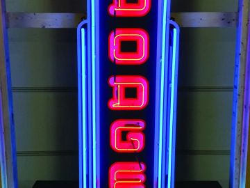 A custom Dodge Plymouth, tin, neon, sign, 4x6ft.