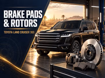 When should brake pads and rotors be replaced on a Toyota Land Cruiser 300?