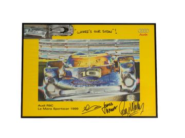 Audi Le Mans Garage Sign, Signed Poster and 1:43 Scale Model, 1999