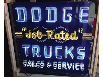 Dodge Trucks Tin Neon Sign, with Flasher, 48" x 48", New Neon, Transformers, and Canister