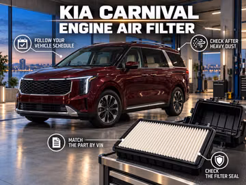 فترات استبدال فلتر هواء محرك Kia Carnival وفحوص التركيب