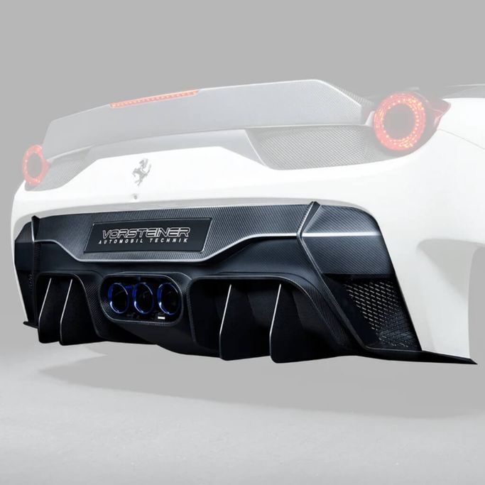 FRV1140, VORSTEINER FRV1140 Rear Bumper with Rear Diffuser incl. Exhaust Tips VX AERO (Gloss Carbon) for FERRARI 458 Italia 2009-2015 в ОАЭ, Дубай. Состояние - новое. Цена ⁦40 070 AED⁩. Фото, контакты продавца | AUTO.AE