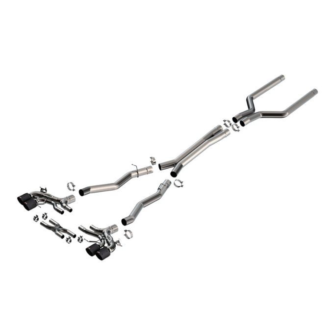 140988CFBA, BORLA 140988CFBA Cat-Back Exhaust 3.50", 3.00", 2.00", ATAK (4.5" Carbon Fiber Black Anodized Tips) for BMW M8 (F93) in UAE, Dubai. Condition - new. Price ⁦18,100 AED⁩. Photo, seller contacts | AUTO.AE