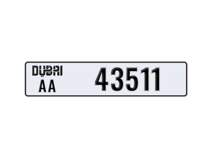 لوحة السيارة AA 43511 للبيع في في الإمارات, دبي. 5-رقما – سيارة خاصة | AUTO.AE | إعلان #285849