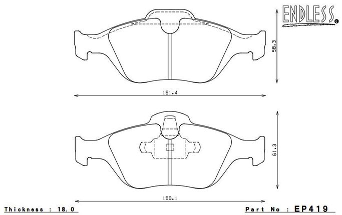 EP419MA45B, ENDLESS EP419MA45B Front brake pads MAZDA Demio (MAZDA 2) in UAE, Dubai. Condition - new. Price 1,900 AED. Photo, seller contacts | AUTO.AE