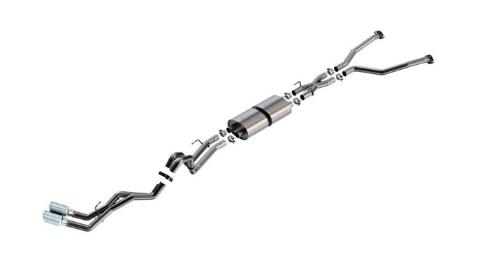 140940, BORLA 140940 Exhaust System Cat-Back "ATAK" D RD RL AC S 2.50" TIP: 4.50" RD X 10.00" CHROME for TOYOTA TUNDRA '22-'24 3.4L V6 AT 2+4WD 4DR CCSB+ECSTB WB 145.7" в ОАЭ, Дубай. Состояние - новое. Цена ⁦10 710 AED⁩. Фото, контакты продавца | AUTO.AE