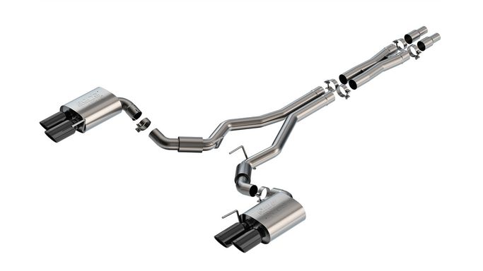 140970BC, BORLA 140970BC Exhaust system Cat-Back ATAK 3" D RD RL AC BC SR Tip: 4" RD X 9.50" & 4" RD X 9.00" Black chrome Quad tip (Non-active exhaust) for FORD Mustang GT 5.0L V8 2024 in UAE, Dubai. Condition - new. Price ⁦10,260 AED⁩. Photo, seller contacts | AUTO.AE