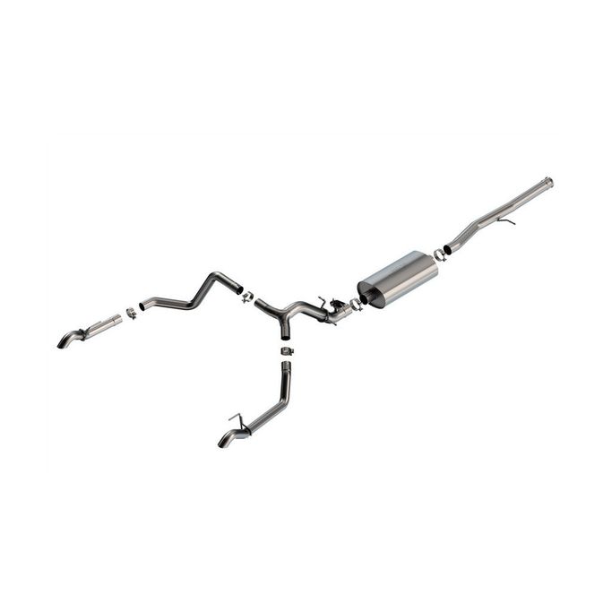 141002, BORLA 141002 Cat-Back Exhaust System 2.75" Touring (2.25" Brushed Stainless Steel Tips) for CHEVROLET Silverado 1500 ZR2 / GMC Sierra 1500 AT4X 6.2L 2024 в ОАЭ, Дубай. Состояние - новое. Цена ⁦7 810 AED⁩. Фото, контакты продавца | AUTO.AE