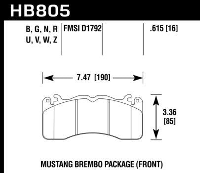 HB805Z.615, HAWK HB805Z.615 Brake Padss Perf. Ceramic Front FORD Mustang GT 2016-2019 (Brembo Package) в ОАЭ, Дубай. Состояние - новое. Цена 1 130 AED. Фото, контакты продавца | AUTO.AE
