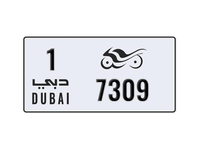 License plate 1 7309 for sale in Dubai. 4-digit – motorcycle | AUTO.AE | Listing #263660