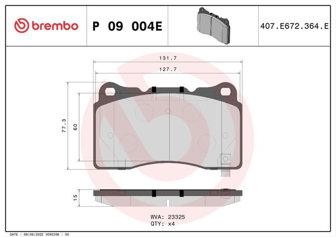 BBO-P09004E, Brembo Low-Met Brake Pads for 2012-2021 S - P09004E в ОАЭ, Дубай. Состояние - новое. Цена 330 AED. Фото, контакты продавца | AUTO.AE