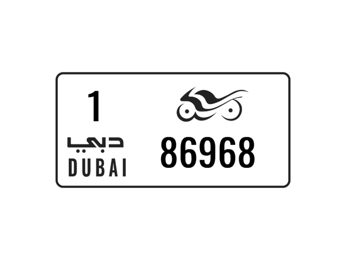 License plate 1 86968 for sale in Dubai. 5-digit – motorcycle | AUTO.AE