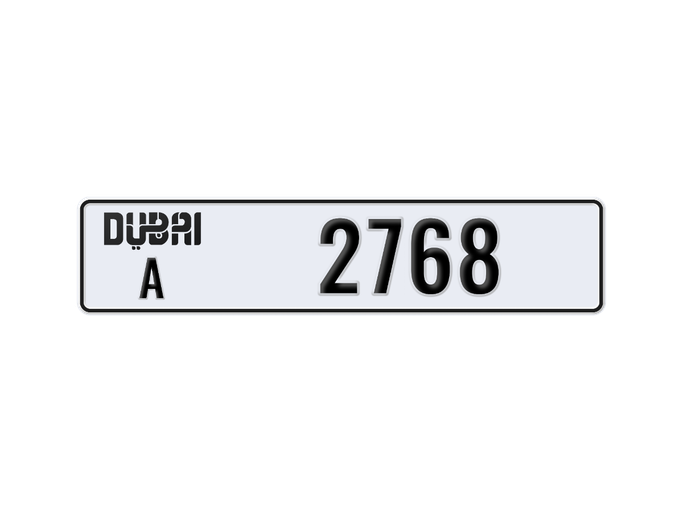 لوحة السيارة A 2768 للبيع في في الإمارات, دبي. 4-رقما – سيارة خاصة | AUTO.AE | إعلان #275529