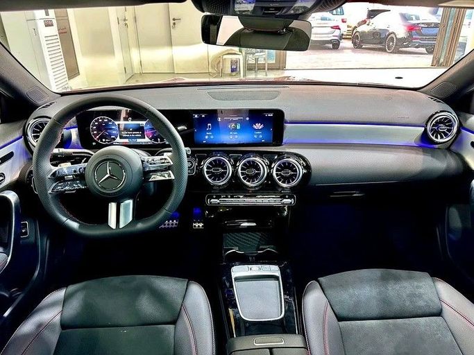 New Mercedes-Benz A-Class AMG 35 AMG II (W177) Facelift, 2.0 l, 2025 in Abu Dhabi by Al Ramz Motors, Red color. GCC Specs | AUTO.AE