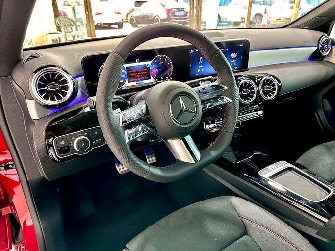 New Mercedes-Benz A-Class AMG 35 AMG II (W177) Facelift, 2.0 l, 2025 in Abu Dhabi by Al Ramz Motors, Red color. GCC Specs | AUTO.AE