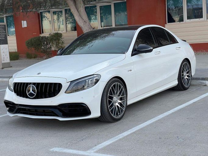 Used Mercedes-Benz C-Class AMG 43 AMG IV (W205) Facelift, 3.0 l, 2019 in Abu Dhabi by Speed Car Motors, White color. GCC Specs | AUTO.AE