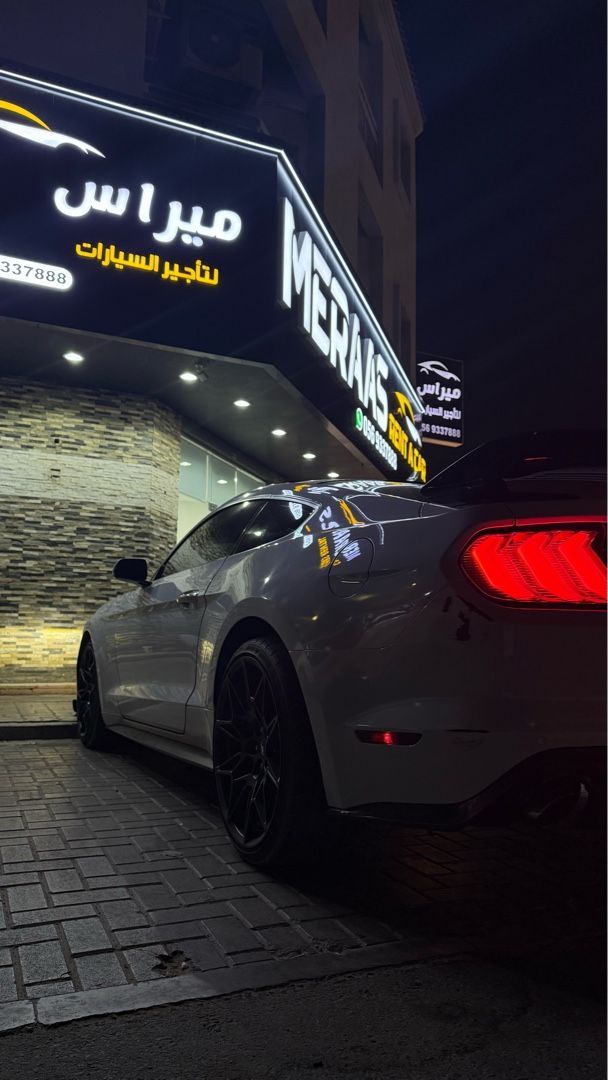 Ford Mustang VI Facelift, 2021 standard coupe for rent in Ajman by MERAAS CARS RENTAL, white color | AUTO.AE
