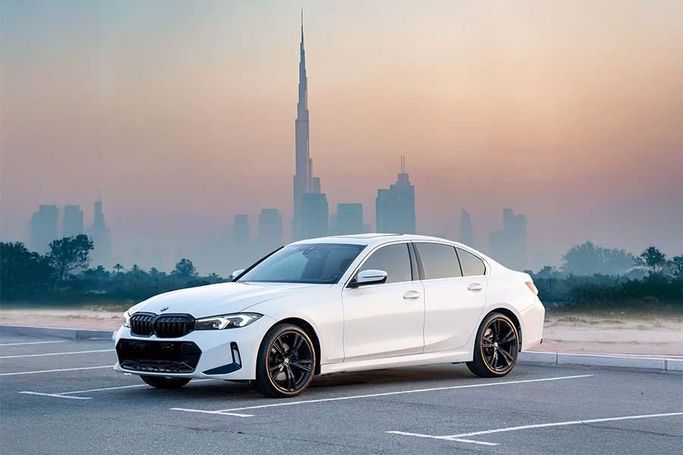 BMW 3 Series 330i VII (G2x) Facelift 2, 2025  sedan for rent in Dubai by ACR DXB, white color | AUTO.AE