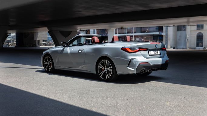BMW 4 Series 430i G22, G23, G26, 2024 standard cabriolet for rent in Dubai by AVA car rental, silver color | AUTO.AE