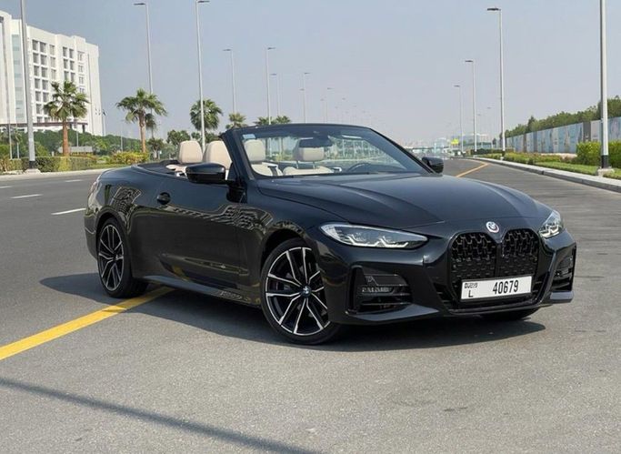 BMW 4 Series 430i G22, G23, G26, 2022 standard cabriolet for rent in Dubai by Lite Rent, black color | AUTO.AE
