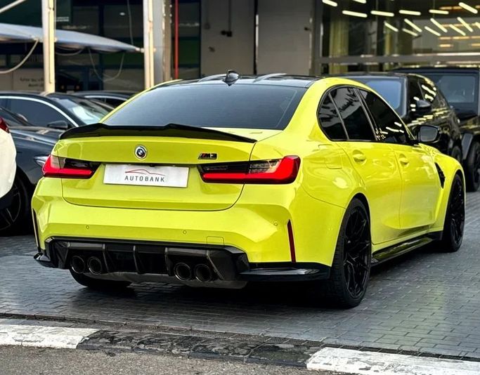 Подержанный BMW M3 Competition Package VI (G80), 3.0 л, 2022 в Дубае от Auto Bank Motors Желтый цвет. Американская | AUTO.AE