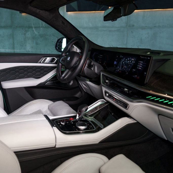 BMW X6 M III (F96) Facelift, 2024 sport suv 5 dr. for rent in Dubai by DEIZ, green color | AUTO.AE