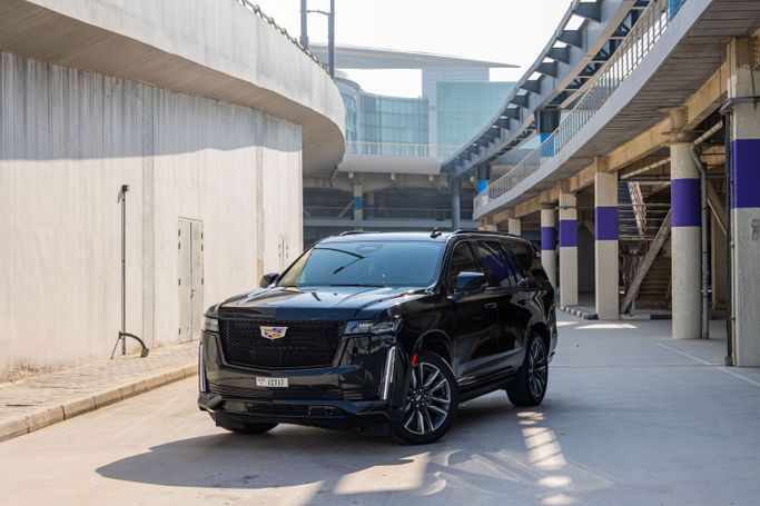Cadillac Escalade V, 2023 business suv 5 dr. esv for rent in Dubai by POF RENTAL, black color | AUTO.AE