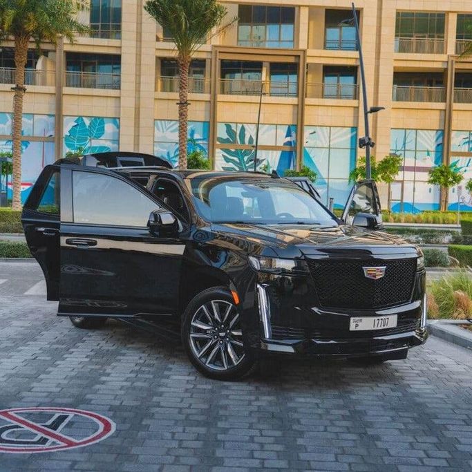 Cadillac Escalade V, 2023 business suv 5 dr. for rent in Dubai by Sydney Rental Car, black color | AUTO.AE