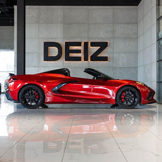 Chevrolet Corvette C8, 2023 sport targa for rent in Dubai by DEIZ, red color | AUTO.AE