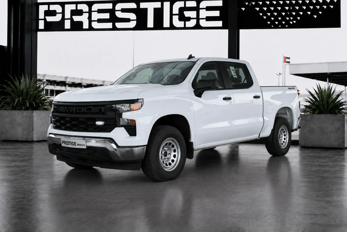 New Chevrolet Silverado IV (T1XX) Facelift, 5.3 l, 2025 in Dubai by Prestige motors, White color. GCC Specs | AUTO.AE | Listing #271847