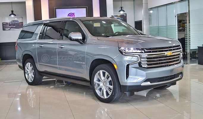 New Chevrolet Suburban XII, 6.2 l, 2023 in Dubai by Segrex Auto, Silver color. European Specs | AUTO.AE