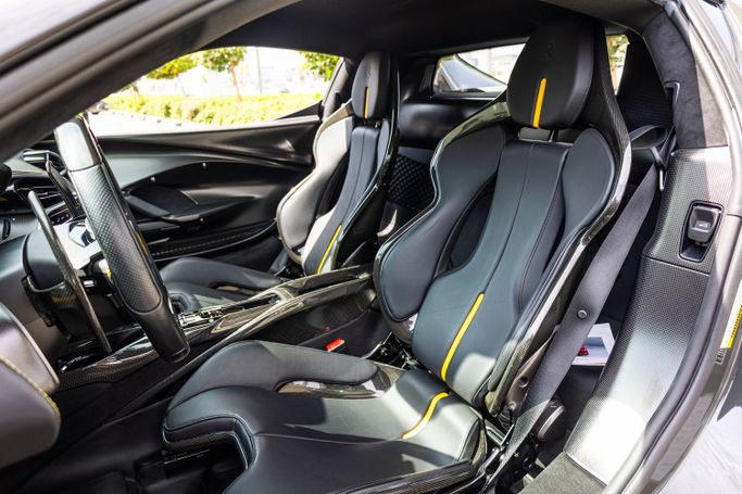 Ferrari 296 GTB, 2023 sport coupe for rent in Dubai by POF RENTAL, grey color | AUTO.AE